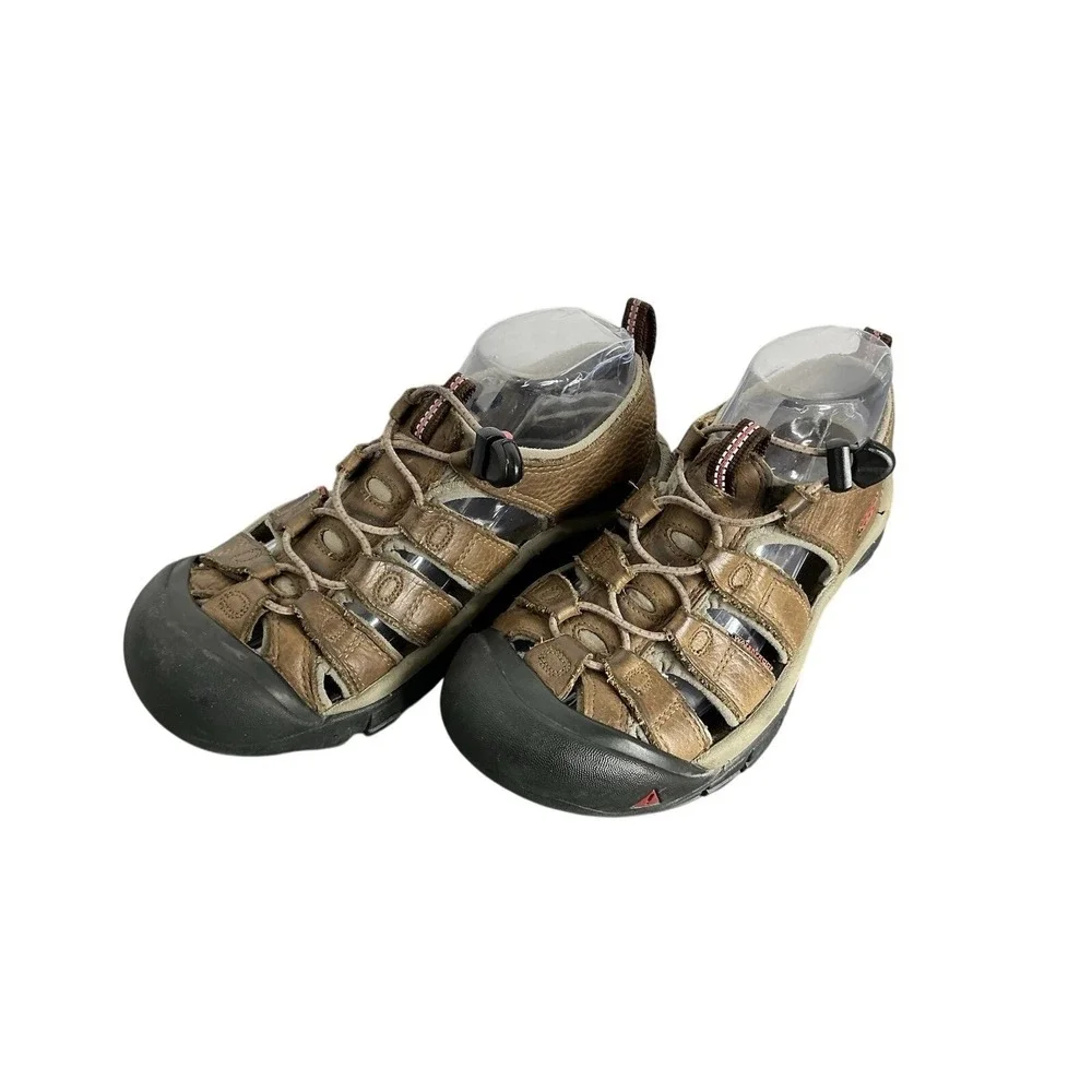 Keen Newport‎ Leather Waterproof Hiking Sandals Men's Brown Trail Toe Guard